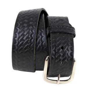 Boston TOOLED BLACK GENUINE LEATHER 1.5"Wd CASUAL DRESS MEN'S BELT Sz 34 (T6